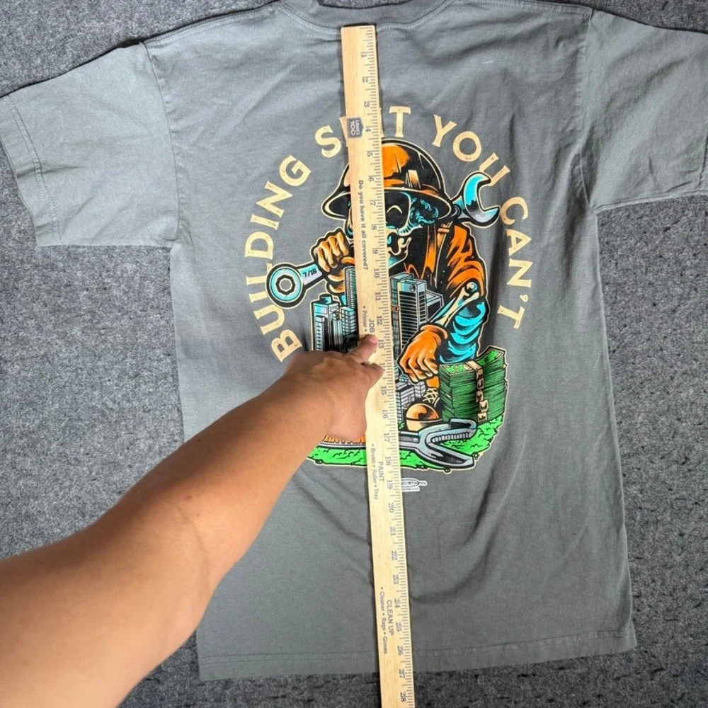 Bayside‎ Jrnymn Apparel Building Shit You Cant Skeleton Grey Graphic T-Shirt M
